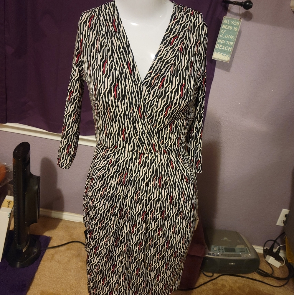 White House Black Market Black, Gray, White & Pink Dress Size XXSP